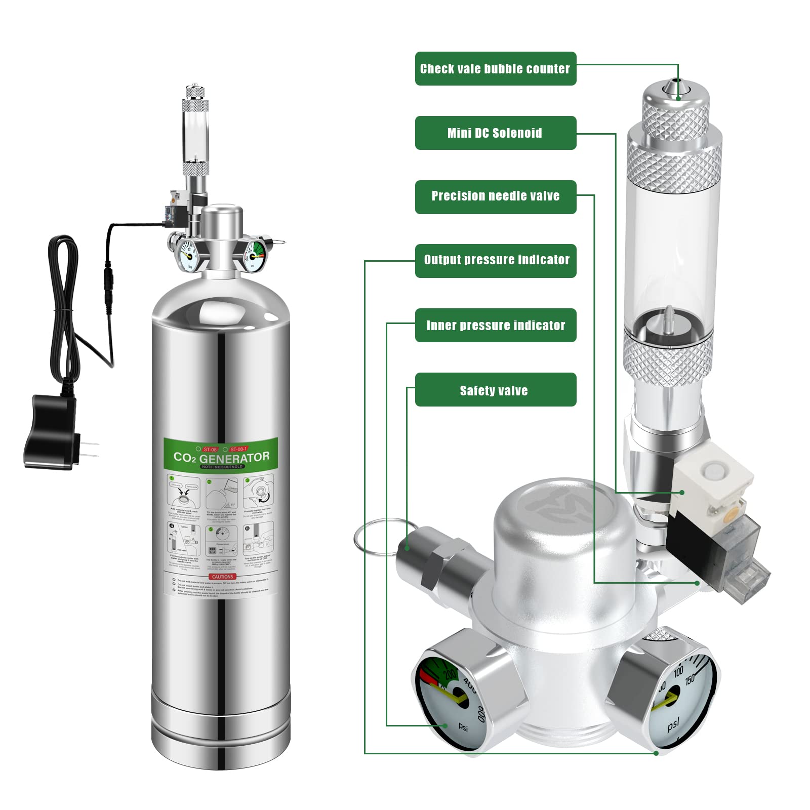 Co2 Kit Mua 4L Aquarium CO2 Generator System Carbon Dioxide Reactor Kit with ...