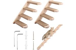 Acrux7 2 Pack Cat Climbing Steps Cats Wall Shelf, Wall Mounted 4 Step Cat Stairway with Jute Scratching
