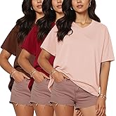 HLTPRO 3 Pack Oversized Tshirts for Women - Loose Fit Baggy Workout Tops Casual Summer Beach Vacation Plus Size Clothing