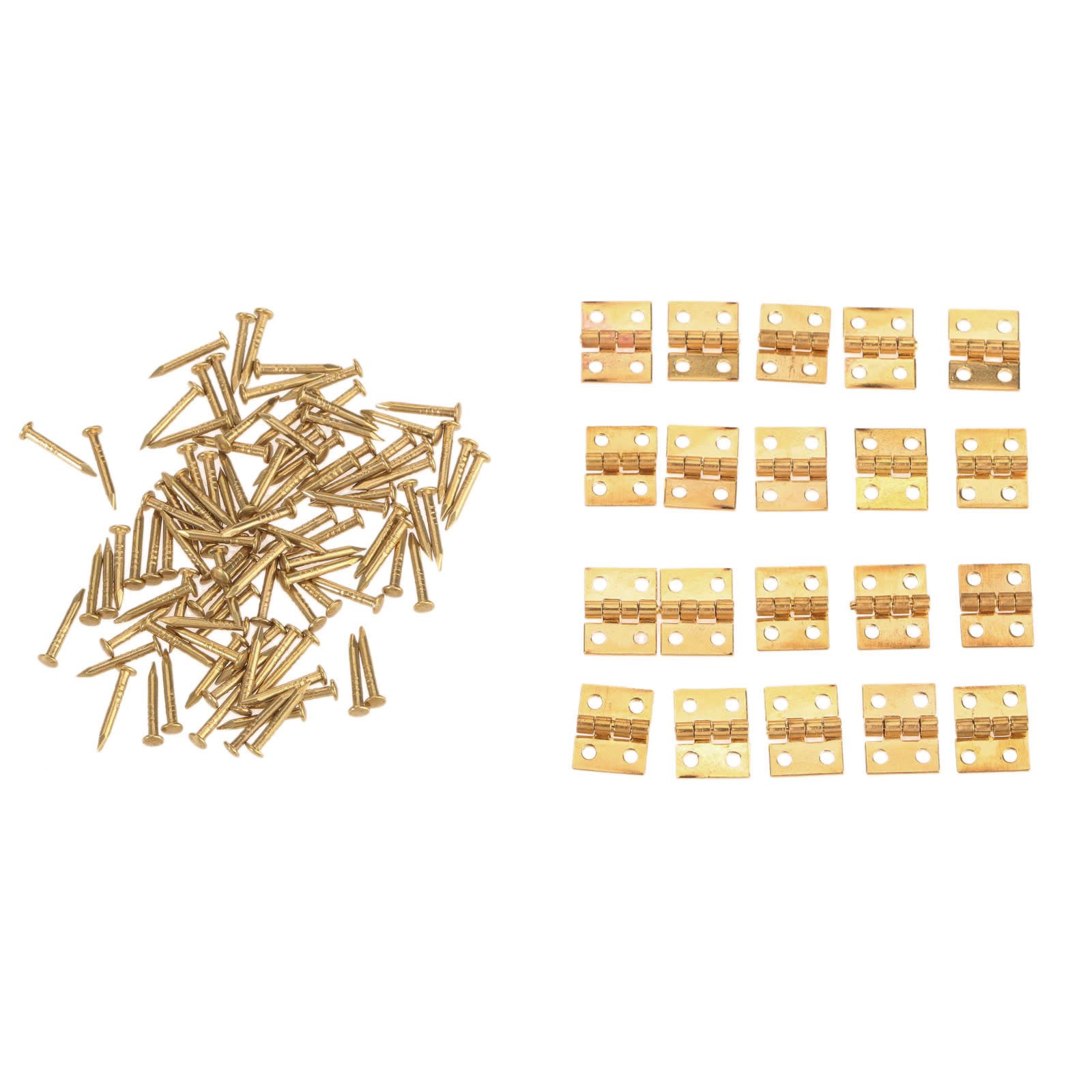20Pcs Brass Hinges Mini Hinge 1cm*0.8cm for Small Furniture Jewelry Box Decorative Bag with 80 Screws — image 1