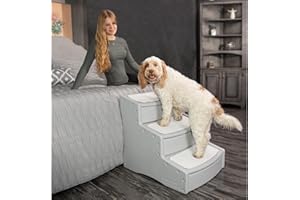 PET GEAR INC Pet Gear Easy Step III Extra Wide Pet Stairs, 3 Step for Dogs/Cats up to 200 pounds, Removable/Washable Carpet, Easy Assembly (No Tools Required) Fog