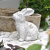 All Chic Bunny Decor Garden Statue White Rabbit Cement Rabbit Statue for Home Garden Indoor Outdoor Statues for Yard,Front Yard Decor,Easter Rabbit Figurines（White）