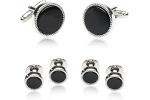 Cuff-Daddy Ribbed Tuxedo Cufflinks & Studs Formal Set Unique Designed French Cuff Links Mens Wedding Business for- 5/8" Cufflinks and 3/8" Studs