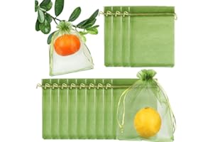 Shintop 100Pcs Fruit Protection Bags, 5x7 Inch Green Fruit Netting Bags Drawstring Mesh Bags Fruit Netting Barrier Cover for Strawberry Lemon Little Fruit