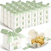 Zhanmai 60 Pcs Mini Wedding Favor Boxes 2.5 x 2.5 x 2.5 Inch Mini Candy Boxes with Ribbon Small for Guests Thank for You Gift Wedding Bridal Shower Party Favor(Green)