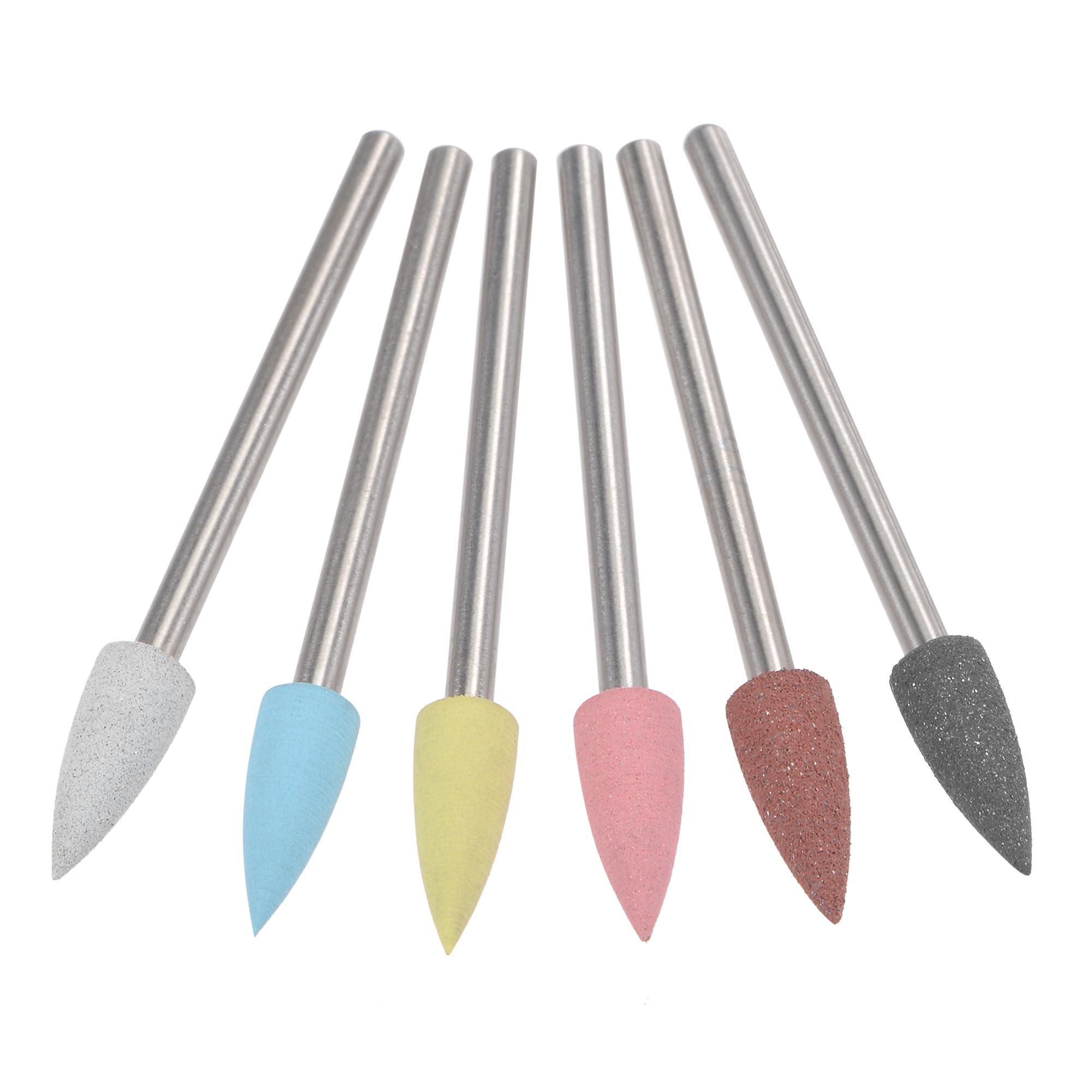 sourcing map Mounted Grinding Bits Grinder Heads Silicone Polishing Wheels for Rotary Tools 5mm Dia Multi-Color 6pcs