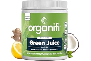 Organifi Green Juice - Powder Supplement with Organic Spirulina, Ashwagandha, and Chlorella - Helps Achieve Fitness Goals and Reduce Cortisol Levels, 30-Day Supply