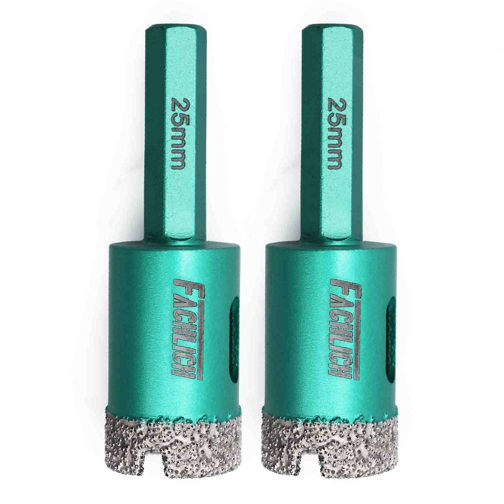 FACHLICH Diamond Tile Drill Bits 25mm 2PK Porcelain Hole Saw with Hex Shank for Granite Marble Tile Porcelain Ceramic