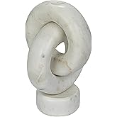 Bloomingville Decorative Marble Chain Link Taper Candle Holder, White