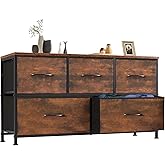 OLIXIS Dresser for Bedroom with 5 Drawers, Wide Chest of Drawers, Fabric Bedroom Dresser with Drawer Organizer, Storage Organizer Unit with Fabric Bins for Closet, Living Room, Hallway, Brown