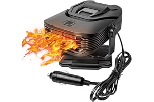 LARDERGO Car Heater, 2-in-1 12V 200W Portable Defroster with 360° Rotation, Quickly Melt Frost & Clear Fog on Windshield, Cigarette Lighter Plug in for All Car - Grey