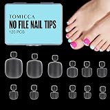 TOMICCA 120pcs Short False Toenails 12 Sizes Matte Fake Toe Tips 16mm Wide view 7