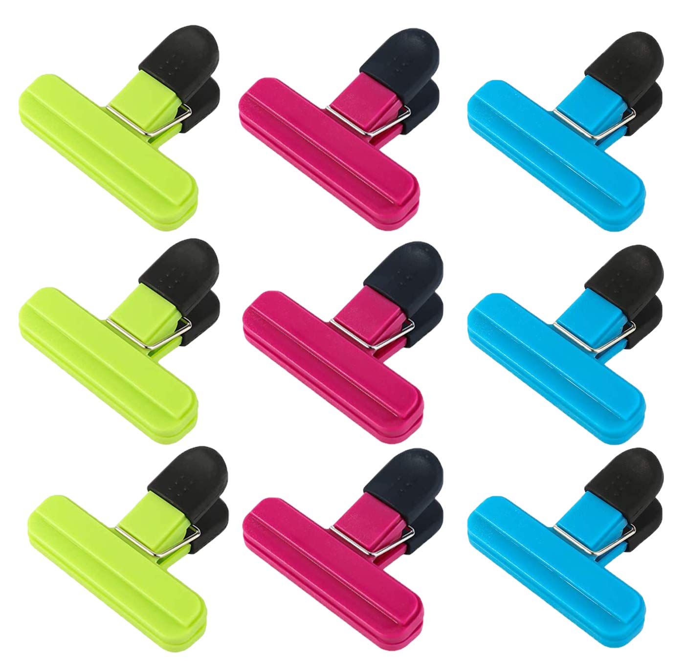 Food Bag Clips, Netume 9 Pcs Plastic Food Storage Clips Sealing Clips for Opened Bag/Freezer Bag/Coffee Bag Sealer, Durable Chip Bag Clips Packet Clips for Kitchen,Home,Office Usage,Assorted Colours
