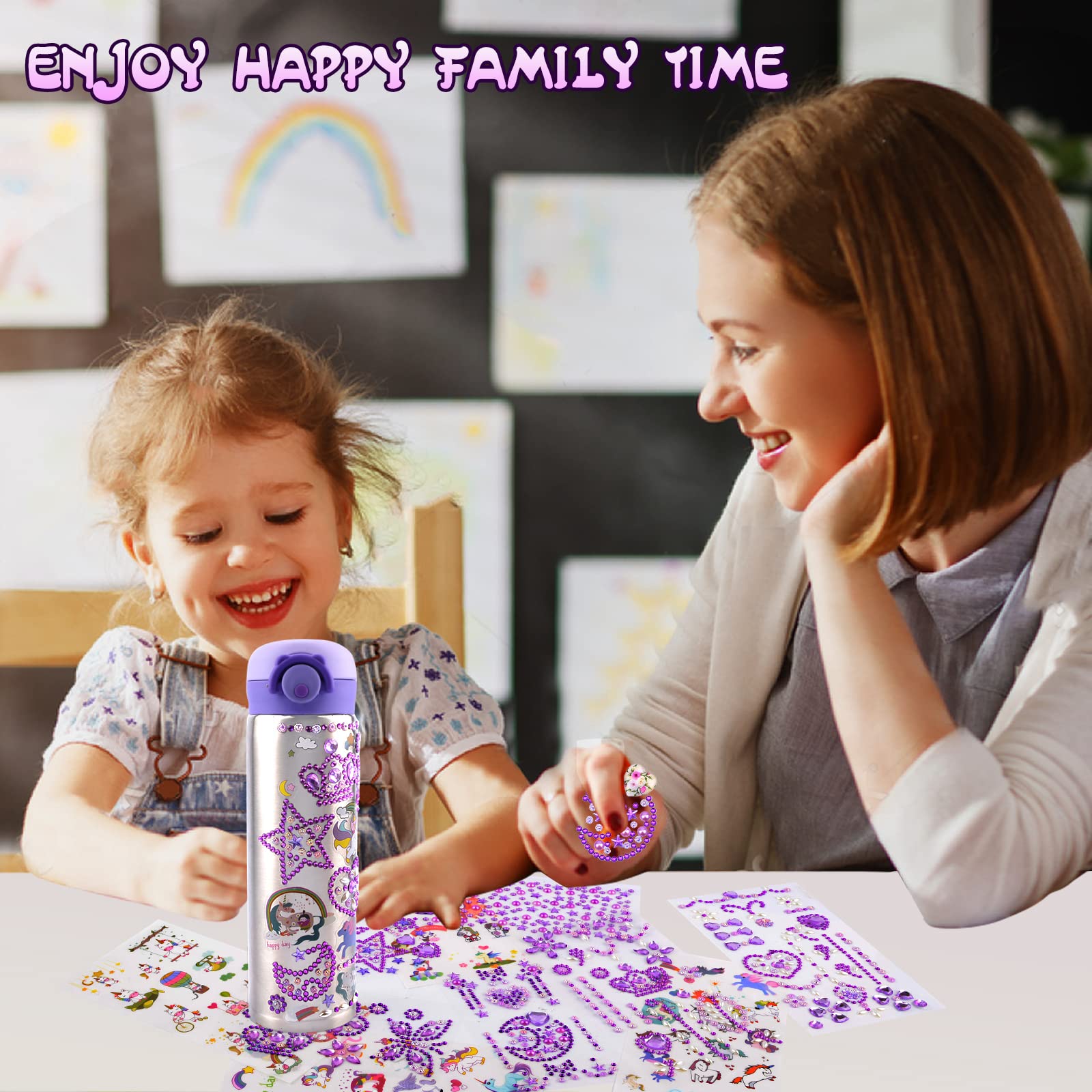Coosilion Gifts for Kids, Decorate Your Own Water Bottle Kits for Girls Age 4-6-7-8-10-12 with Cute Stickers Arts and Crafts for School, Birthday Gifts for Girls, Back to School Supplies