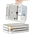 MSHOMELY 4 Pack Clear Portable Project Case with Handle Plastic Stackable Paper Storage Box Document Magazines Holder for A4 Letter File Scrapbook Storage Photo Protector Case
