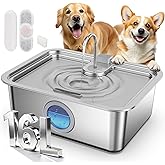 16L/4.2Gal Dog Water Fountain Stainless Steel DYSJ03 Dog Fountain Water Bowl for Large Dogs Cats & Multi-Pet Home, Ultra Quiet, Wider Deeper Mouth, 5-Layer Filtration & Easy to Clean