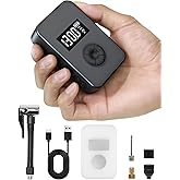 cyctravel Mini Bike Pump, 130PSI Bike Pump With Gauge Includes Overheat Protection, Electric Bike Air Pump with Presta and Schrader Valve for All Types of Bicycle, Electric Bike Tires and sports balls