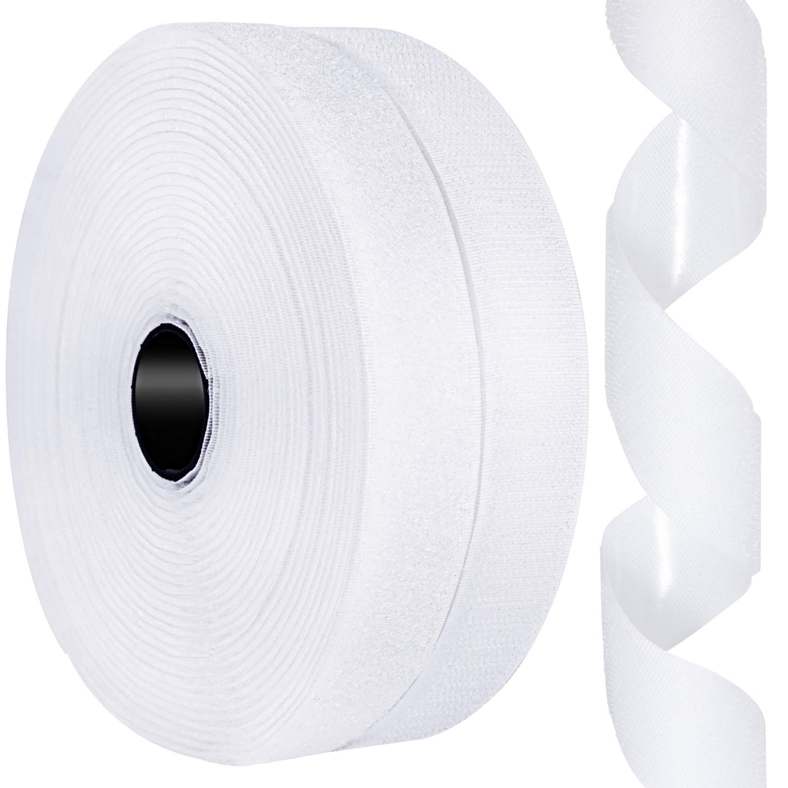 Photo 1 of 1 Inch x 26 Feet Hook and Loop Tape Sticky Back Fastener Roll, Nylon Self Adhesive Heavy Duty Strips Fastener for Home Office School Car and Crafting Organization