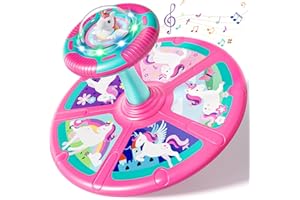 Lehoo Castle Sit and Spin Toys for Toddlers 1-3 Girls, Toddler Sit n Spin with Lights and Music, 360°Spinning Seat for Body B