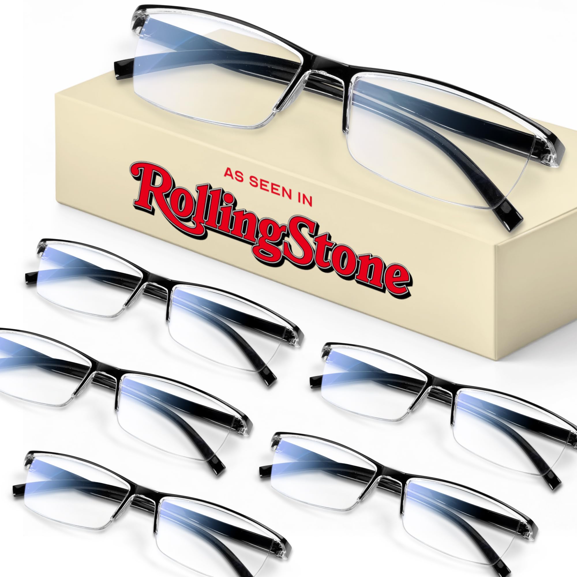 Photo 1 of Gaoye 6 pack Executive Style Reading Glasses Men - Durable Readers with 99% Blue Light Blocking - Comfortable Fit with TR90 Frames