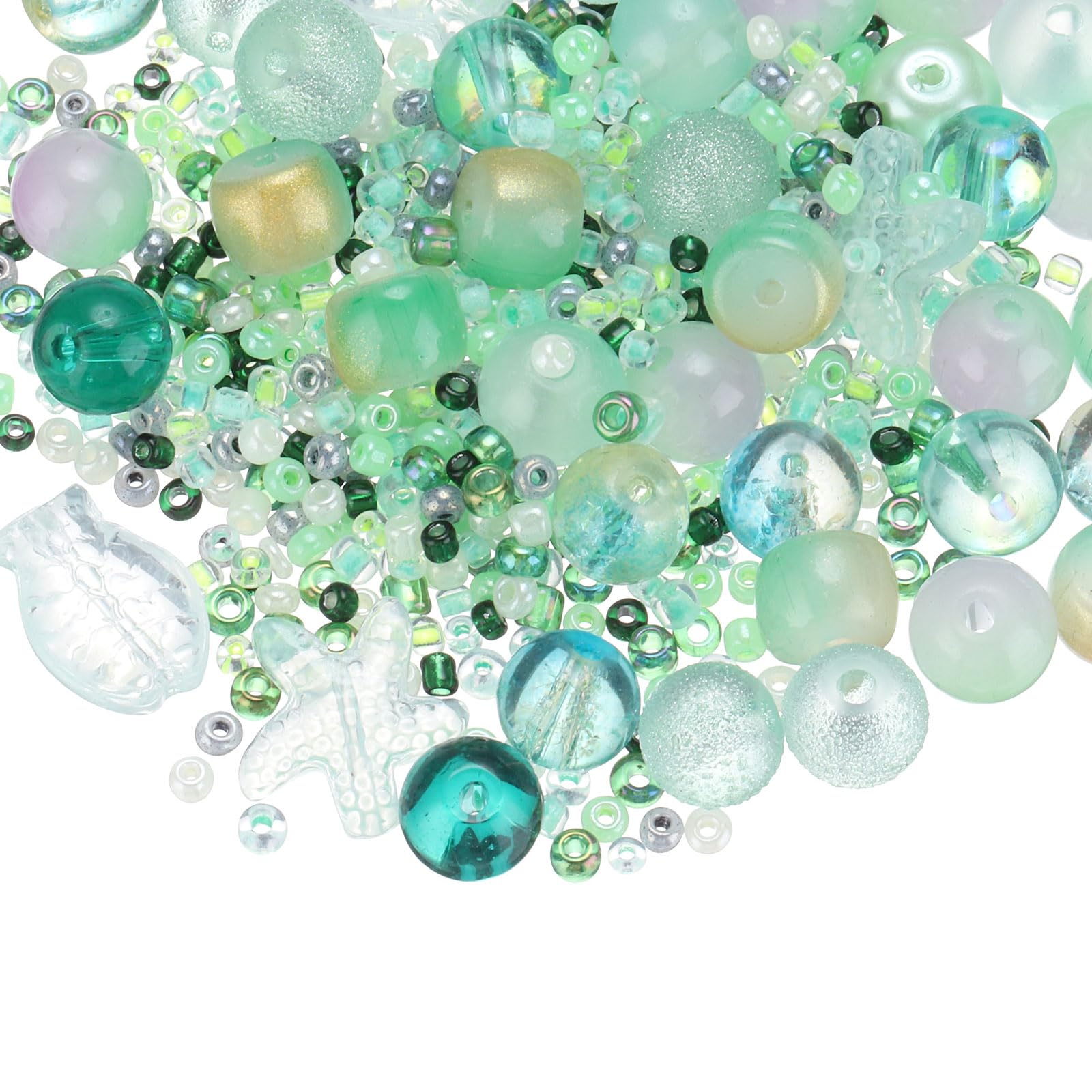 PATIKIL 2-8mm Assorted Glass Resin Beads, Cracked Gravel Round Beads Small European Spacer Seed Bead Mixed Bulk with Hole for Jewelry Making DIY Bracelet Crafts Necklace Charm, Green