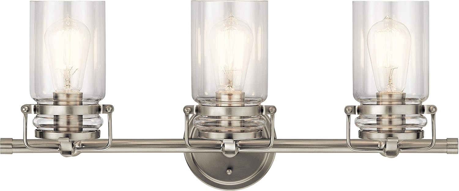 Kichler 45689NI Brinley Vanity, 3-Light 225 Total Watts, Brushed Nickel - - 