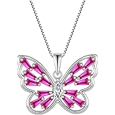 STARCHENIE Butterfly Necklaces for Women 925 Sterling Silver Birthstone Butterfly Jewelry Butterfly Pendant Necklace