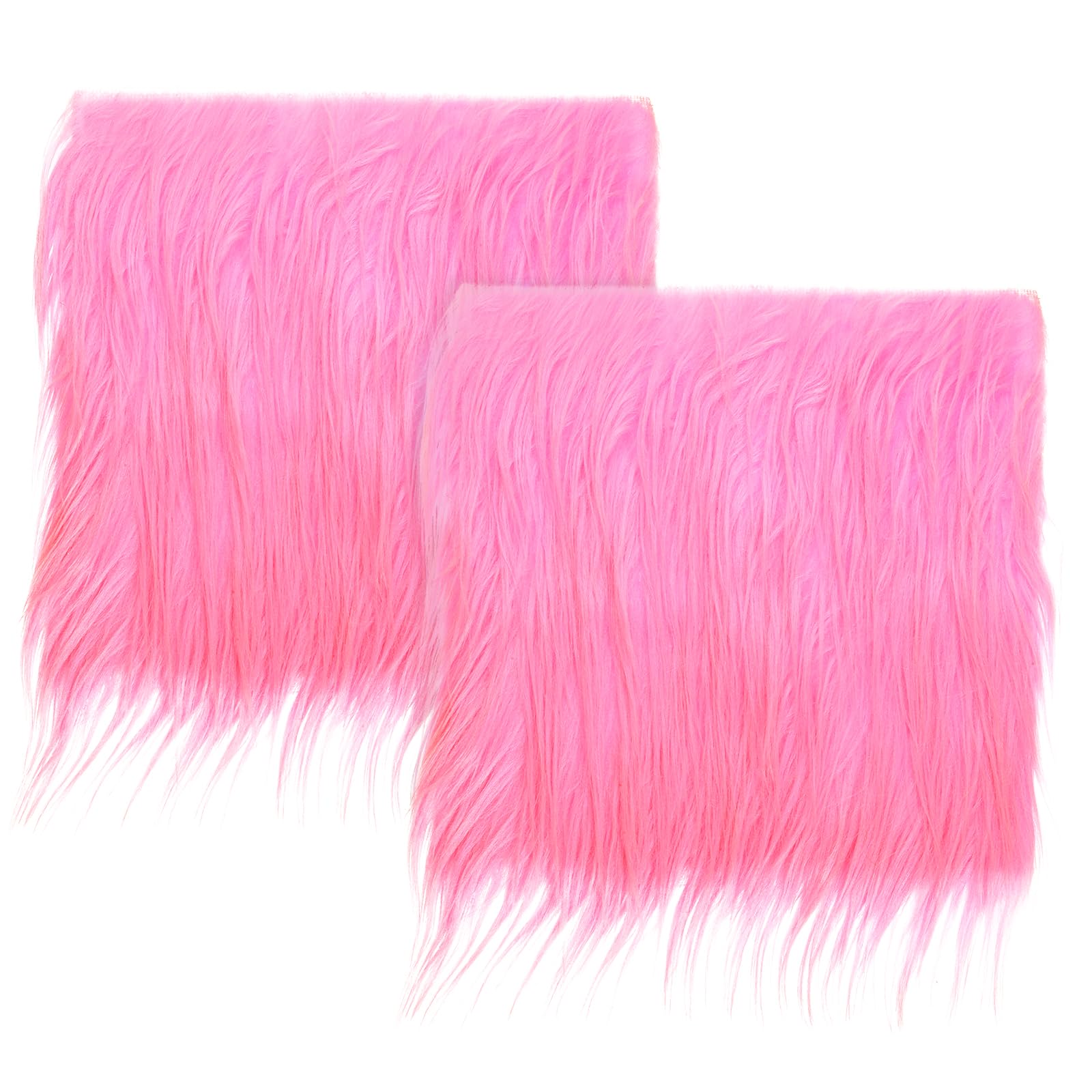 PATIKIL Plush Faux Fur Fabric Square, 2 Pcs 10" x 10" Fluffy Faux Fur Patches Cuts for DIY Crafts Christmas Halloween Gnome Beard, Pink