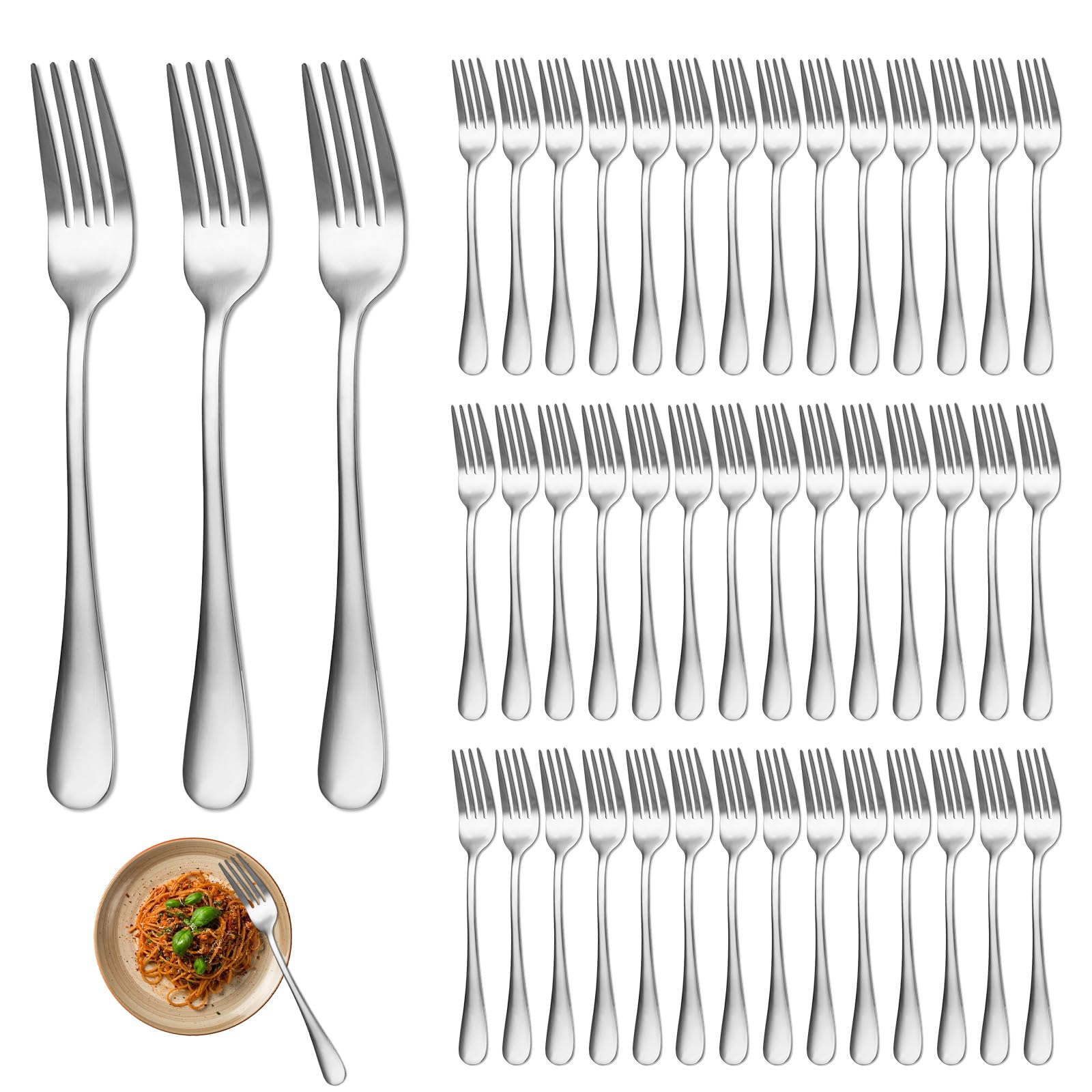 DAJAVE Forks Set of 48 Piece, Stainless Steel Dinner Forks Metal Dining Forks Set Mirror Polishing Cutlery Fork for Home, Hotel and Restaurant - 8.1inch
