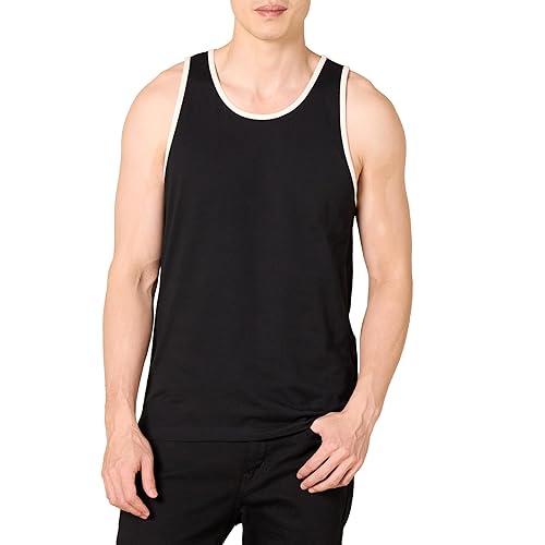 Amazon Essentials Slim-Fit Men's Tank, Black/White, Medium - Casual Wear