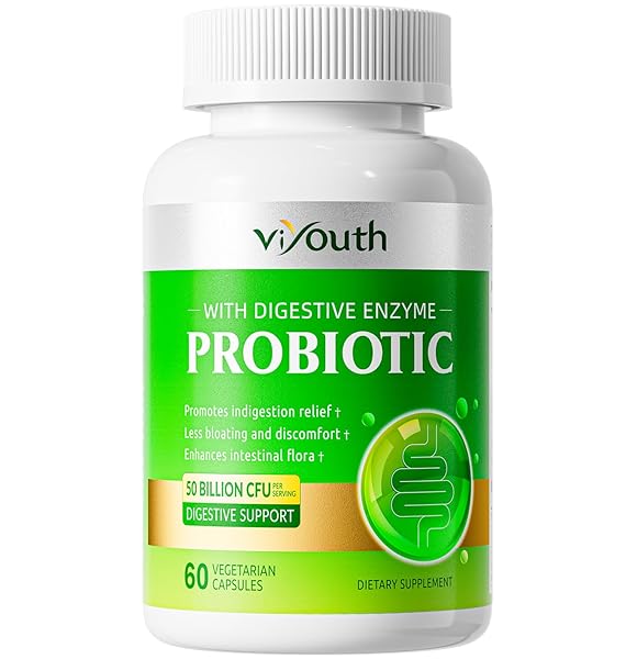 PROBIOTICS FOR WOMEN & MEN – PROBIOTIC 50 BILLION CFU 18 STRAINS & 5 DIGESTIVE ENZYMES FOR GUT HEALTH, IMMUNE – PROBIOTICS CAPSULES SUPPORTS GAS & BLOATING, NATURAL, NON-GMO, GLUTEN FREE, 60CT