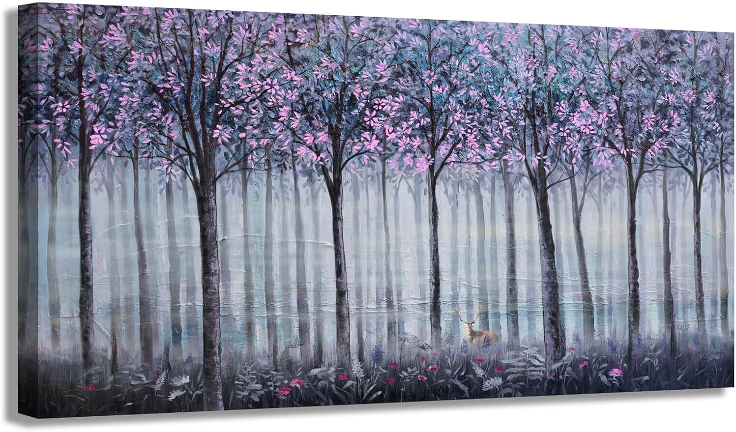 Living Room Wall Decor Large Wall Art Canvas Art Wall Decor Abstract Purple Gray Trees Prints Modern Framed Wall Decor for Bedroom Pictures Artwork Wall Decorations for Living Room Home Kitchen 24x48