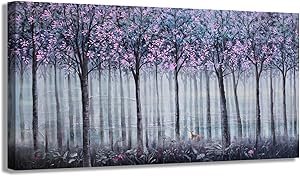 Living Room Wall Decor Large Wall Art Canvas Art Wall Decor Abstract Purple Gray Trees Prints Modern Framed Wall Decor for Bedroom Pictures Artwork Wall Decorations for Living Room Home Kitchen 24x48