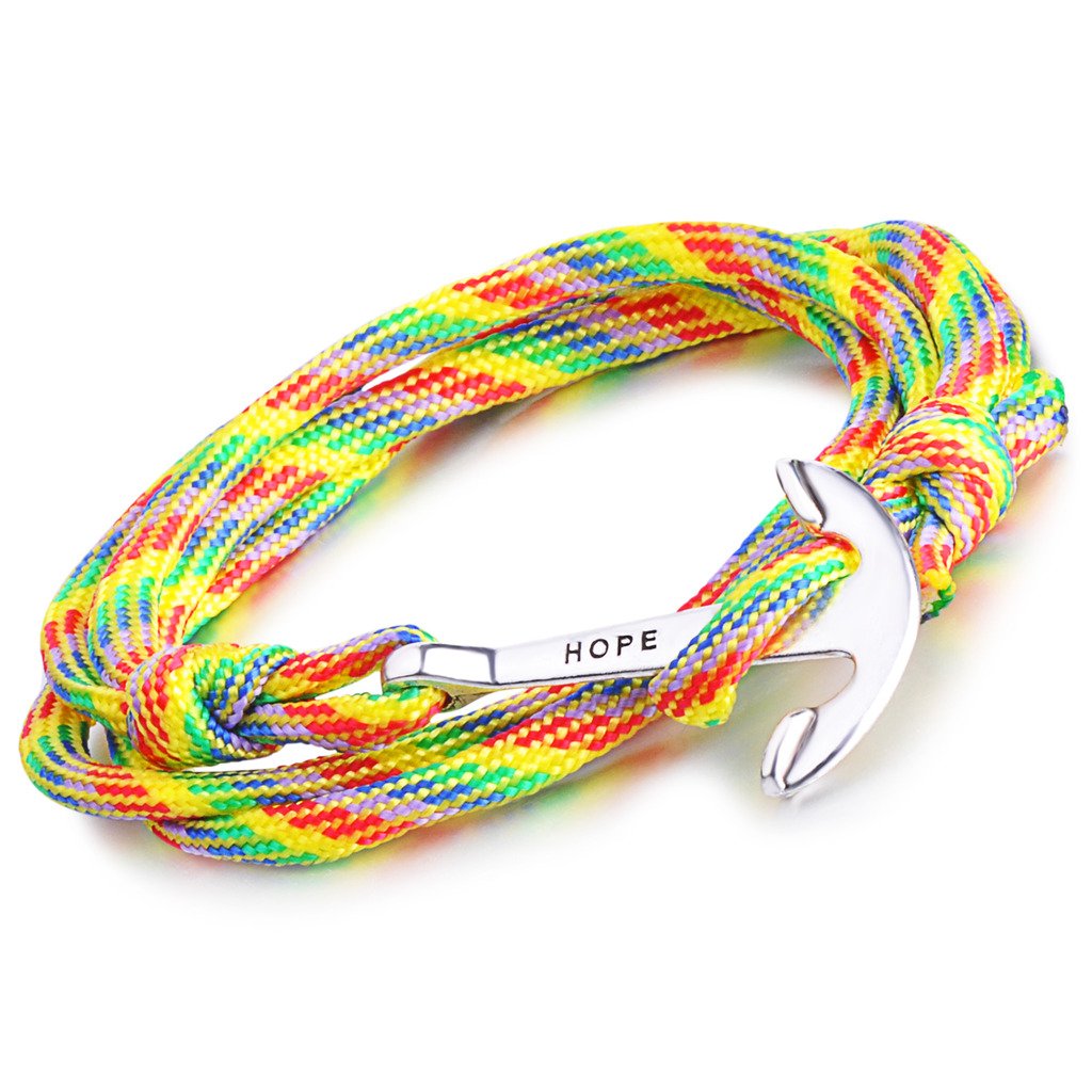 Infinite U Fashion Hope Sailor Anchor Womens Mens Wrap Bracelet Braided Colorful Nylon Rope Alloy Multilayer Charm Wristband Bangle