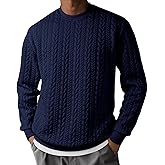 JMIERR Men's Crewneck Sweatshirt Textured Long Sleeve Casual Lightweight Pullover Shirt