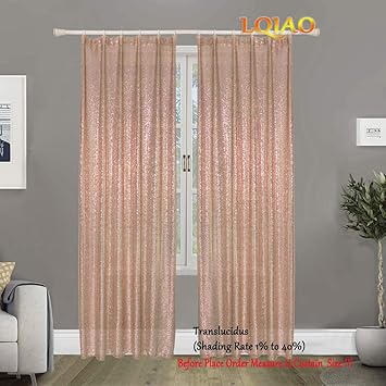 Amazon Com Lqiao 2019 Champagne Gold Sequin Curtain Panels