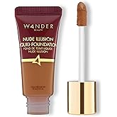 Wander Beauty Nude Illusion Liquid Foundation - Rich Deep - Medium to Full Coverage with Niacinamide & Lotus Extract - Natural Skin Finish - Blurs, Conceals & Contours - Travel-Friendly Tube