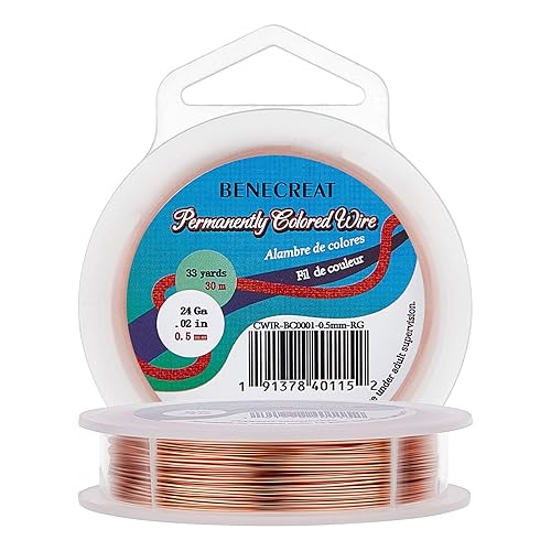 BENECREAT 24 Gauge Jewelry Beading Wire Tarnish Resistant Copper
