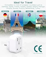 Addtam UK to EU Plug Adapter with 3 USB Ports Type E/F Schuko 3250W view 5