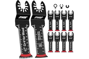 JTWEB 10PCS Extra Long Multitool Blades, Japanese Tooth Oscillating Saw Blades Clean Cut for Wood, Plastic, Bi-Metal Oscillating Tool Blade Metal Cutting, Multi Tool Blades Kits Universal for Dewalt