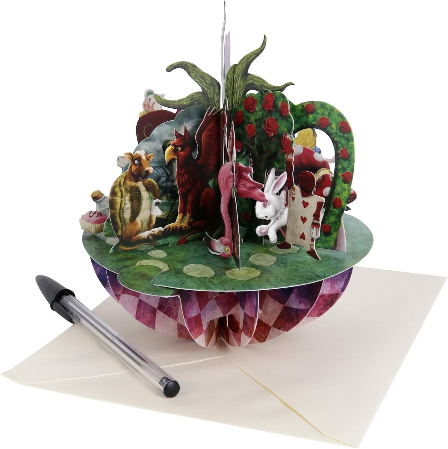 SANTORO Pirouette, 3D Pop Up Greeting Card - Alice In Wonderland - for Her for Kids Birthday, Party, black|white, 13 cm x 16 cm - Image 3