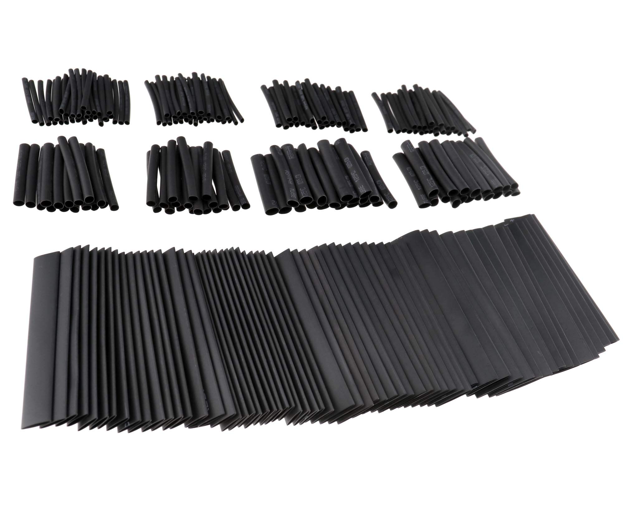 The Lord of the Tools 254Pcs Black Heat Shrink Tubes Insulated Wire Cable Sleeving Wrap 7 Size Assorted Set for Electrical Insulation Wire Bundling Mechanical Protection