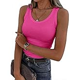 Areecin Tank Tops for Women Sleeveless Tops Racerback Ribbed High Neck Summer Basic Clothes