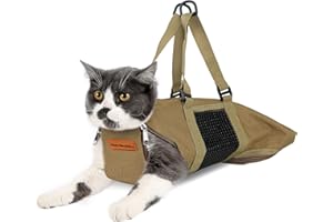 Cinf Cat Nail Clipping Cleaning Grooming Restraint Bag No Scratching Biting for Bathing Nail Trimming Injecting Examining(Tan,M)