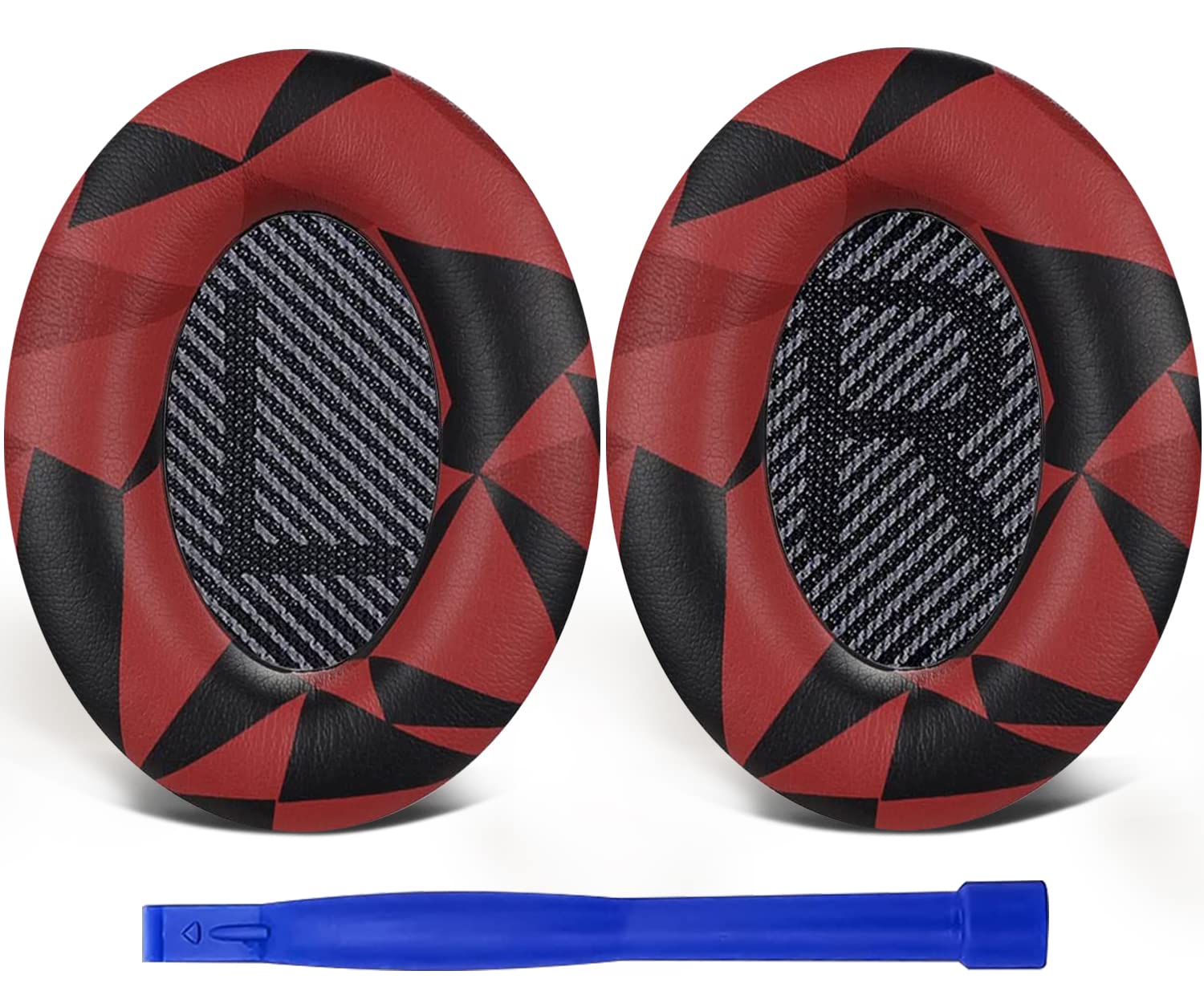 SoloWIT Replacement Earpads Cushions for Bose QuietComfort 35 (QC35) & Quiet Comfort 35 II (QC35 ii) Headphones, Ear Pads with Softer Leather, Noise Isolation Foam, Added Thickness (Red Storm)