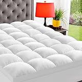 ELEMUSE Queen Mattress Topper for Back Pain, Extra Thick Mattress Pad Cover, Plush Soft Pillowtop with Elastic Deep Pocket, Overfilled Down Alternative Filling