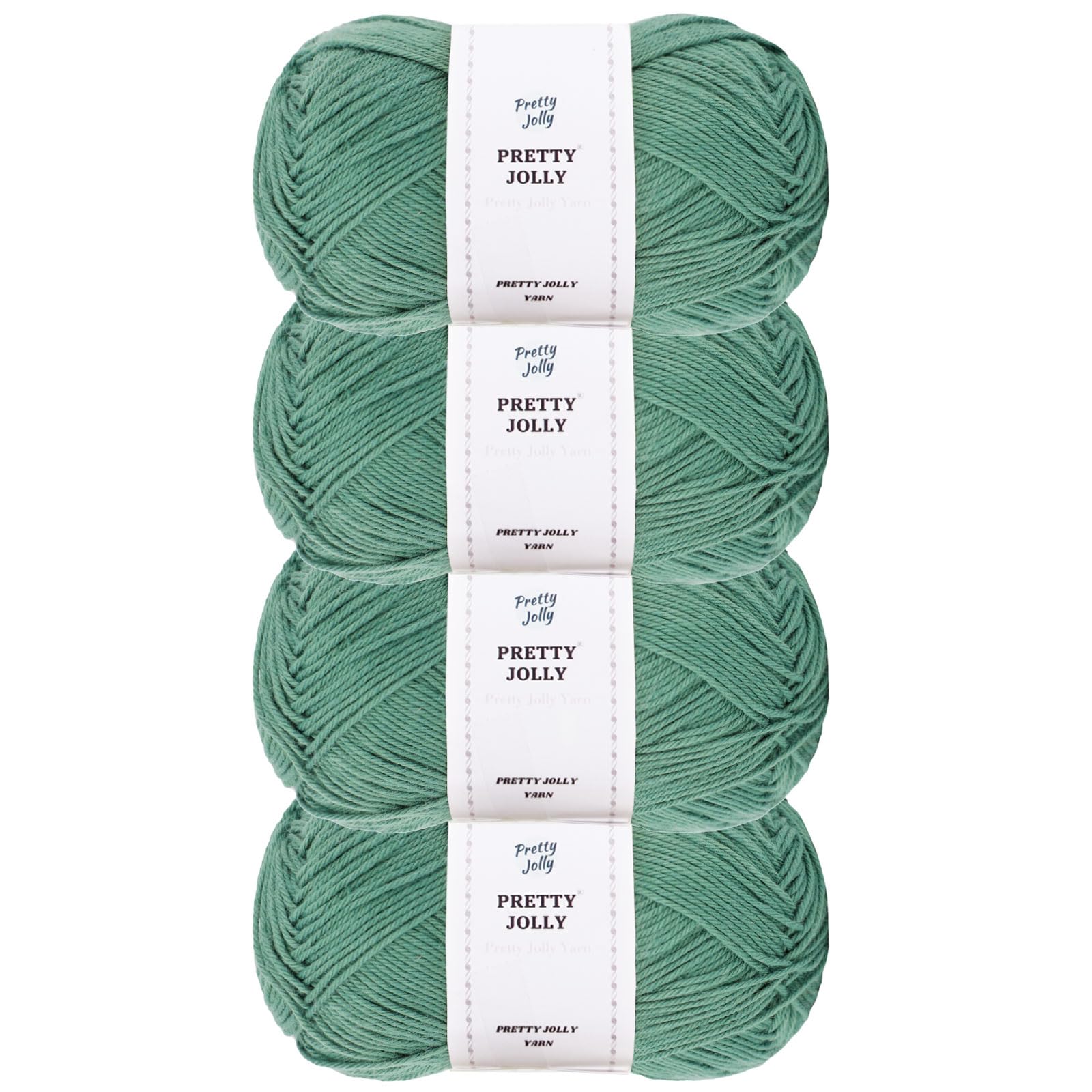 Pretty Jolly 4 Skeins Soft Baby Yarn, 100% Cotton, Crochet & Knitting, 4 Ply, Fingering Weight, Blanket Yarn for DIY Craft Total Length 4×160m/4×50g (Sage) — image 1