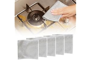 Pousbo Multipurpose Wire Dishwashing Rags, 2024 New Metal Wire Dishwashing Cloths Towels Scrubs Cleans, Premium Scrubbing Wire Dishwashing Rags Non-Scratch Wire Dishcloth for Dishes, Sinks (5)