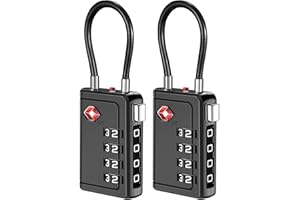 Puroma TSA Approved Luggage Travel Locks with Open Alert Indicator, 4 Digit Combination Resettable Code Zinc Alloy Lock for Suitcase, Backpack, Bag, Toolbox, Locker (2 Pack, Black)