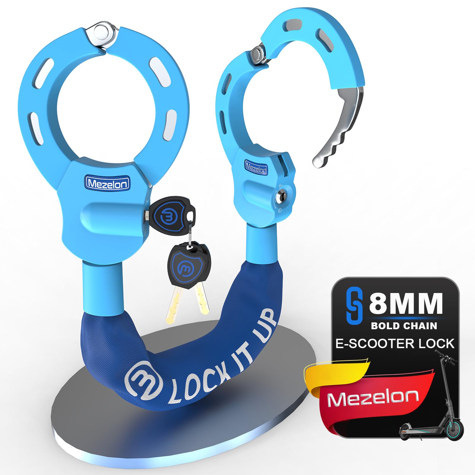 Mezelon E Scooter Lock | Bicycle Lock | High Security Locks | Handcuff Lock | Heavy Duty Locks for E Scooter/Bicycle/E-Bike/Motorcycle